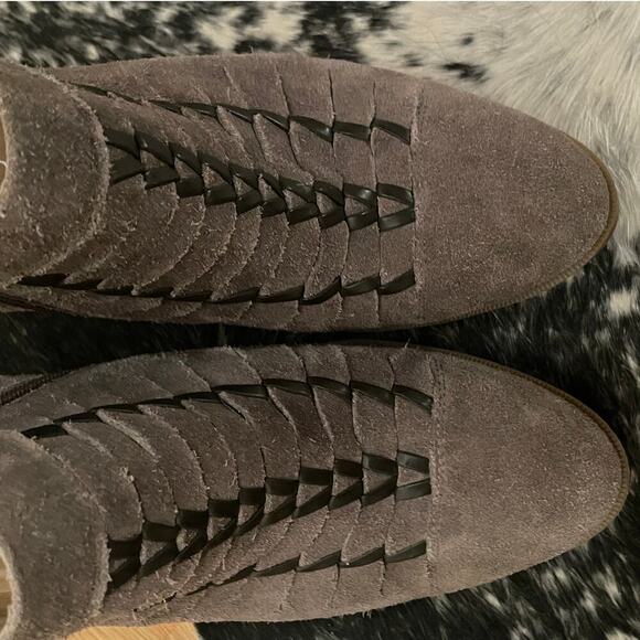 Suede Leather Braided Ankle Boots | Womens 9.5M, Brown - Picture 4 of 9